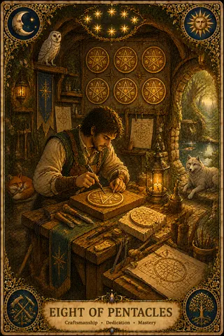 Eight of Pentacles tarot card