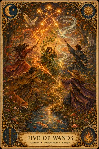 Five of Wands tarot card