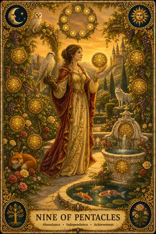 Nine of Pentacles tarot card