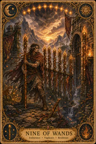 Nine of Wands tarot card