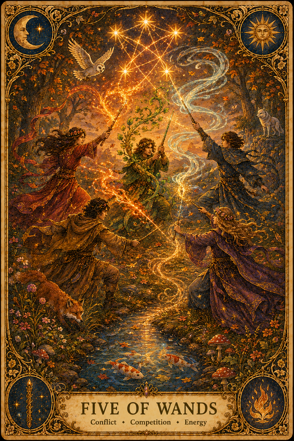 Five of Wands tarot card